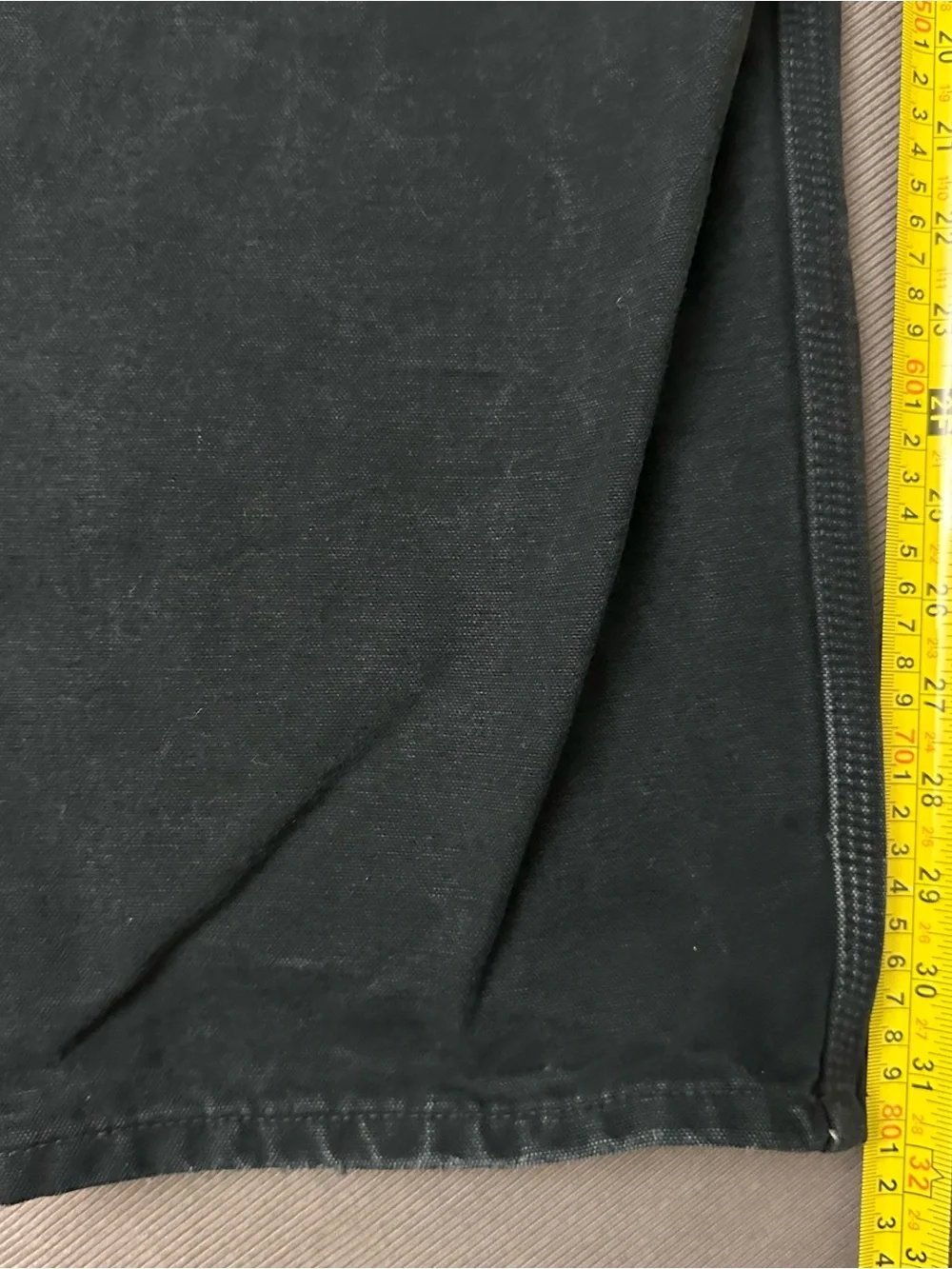 Carhartt B111 BLK Flannel Lined Losse Fit Carpenter Pants Men's 35x32 Distressed